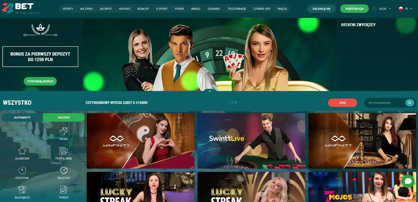 22bet casino glowna strona
