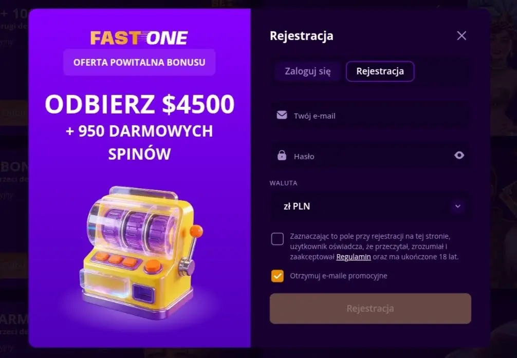 fastone casino formularz rejestracji
