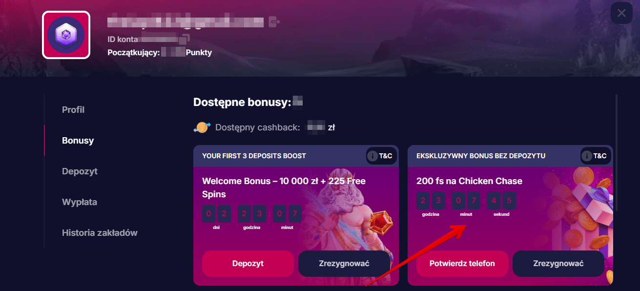 czwarty krok aktywacji bonusu bez depozytu od nv kasyno