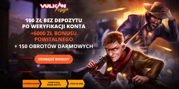 Vulkan Vegas bonus bez depozytu za samą rejestrację krok 1