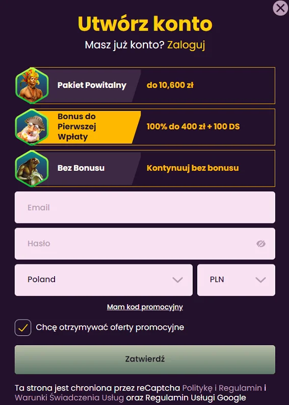 bizzo casino rejestracja