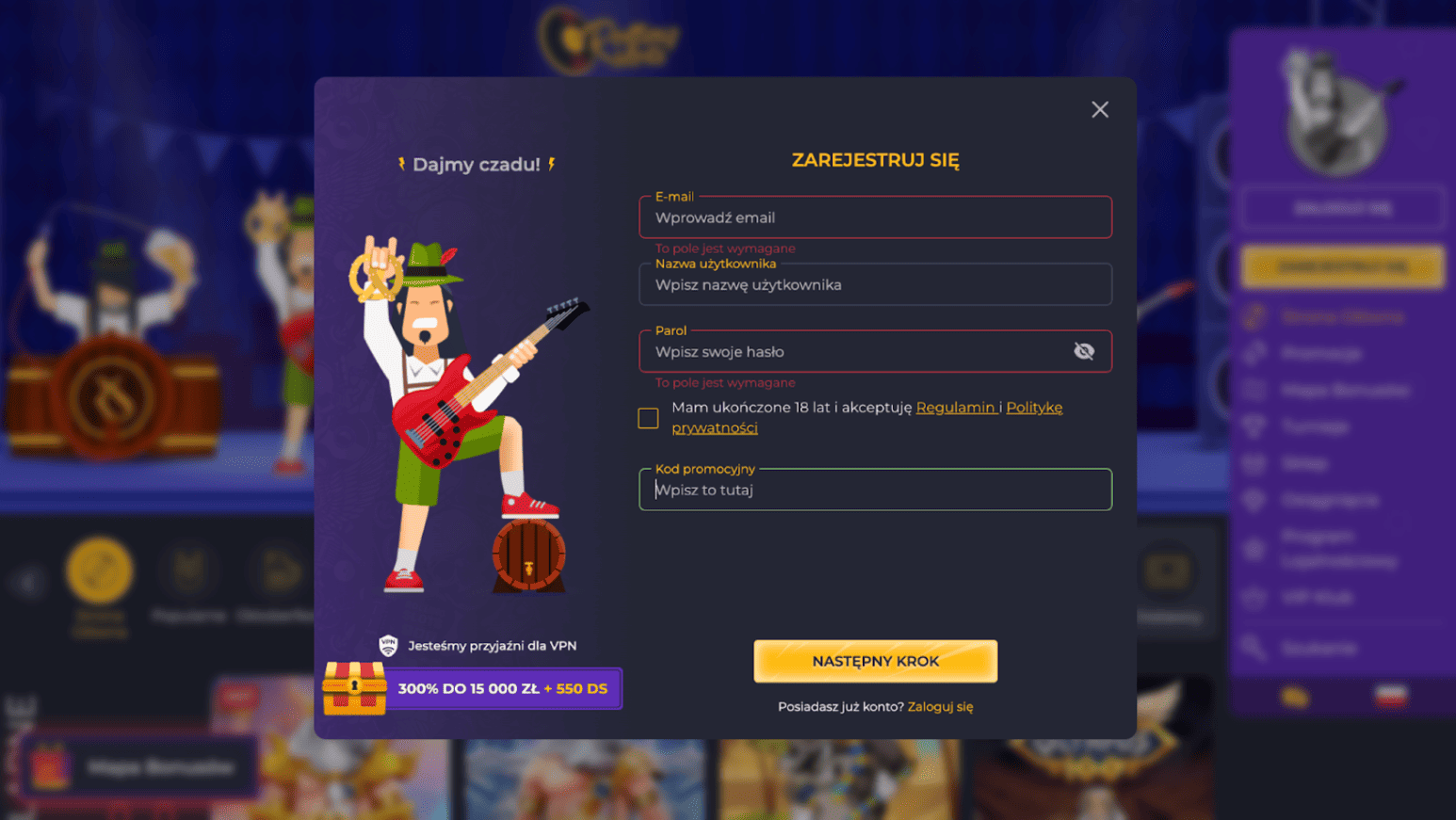 jak odebrac bonus bez depozytu rolling slots