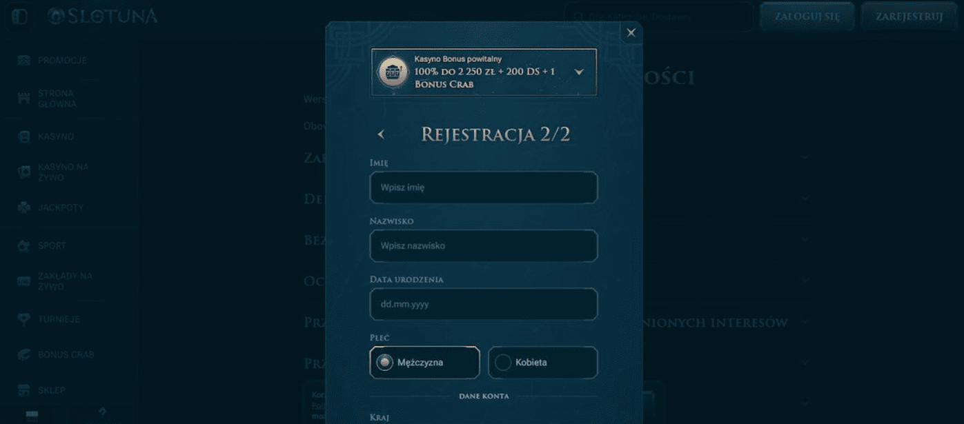 slotuna casino rejestracja krok 4