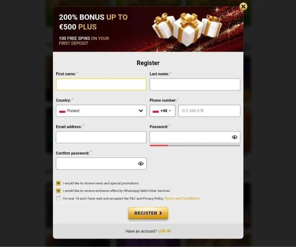 win unique casino formularz rejestracyjny