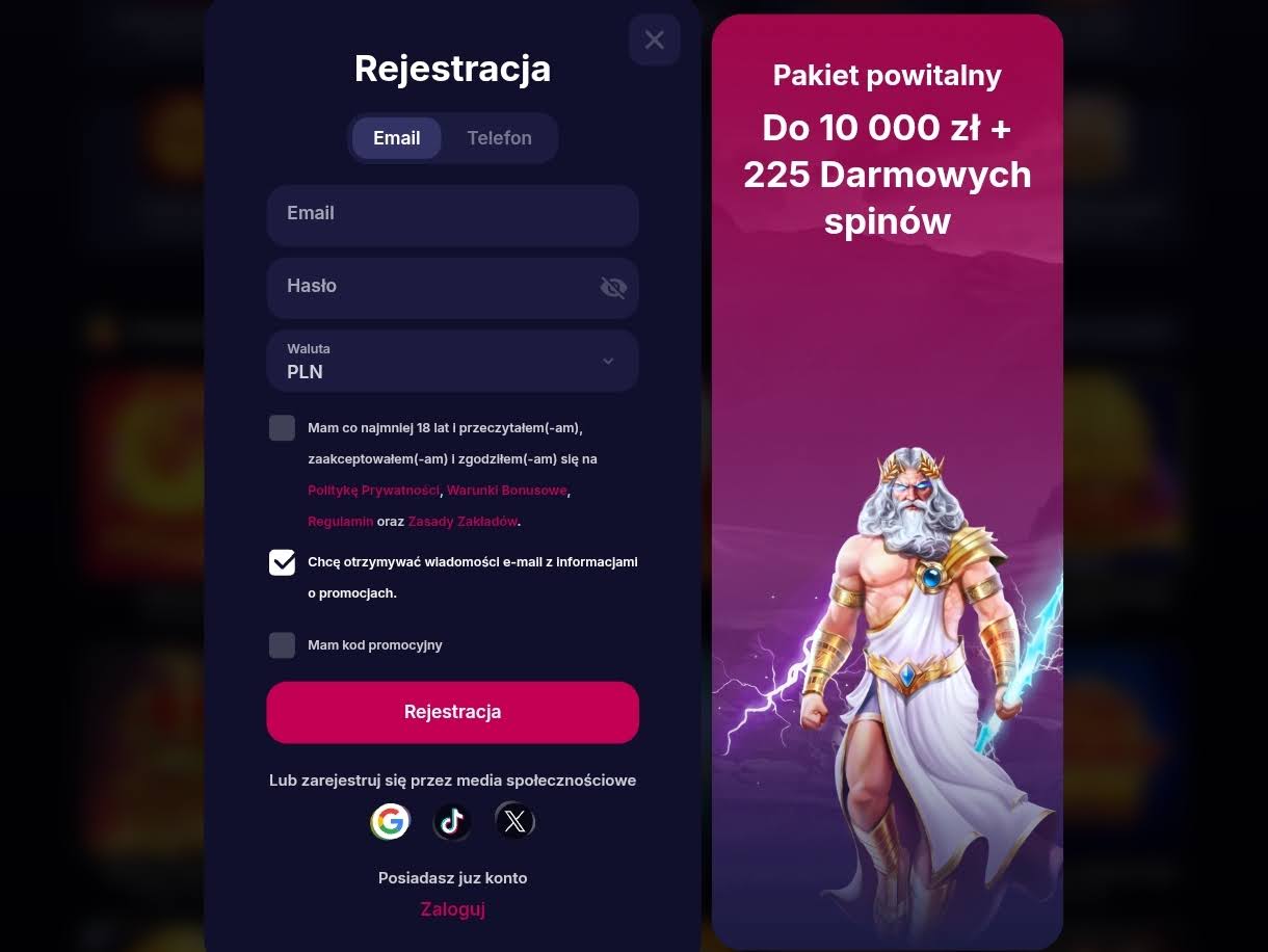 Wypełnienie formularza rejestracyjnego